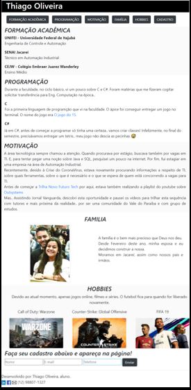 pagina criada para projeto